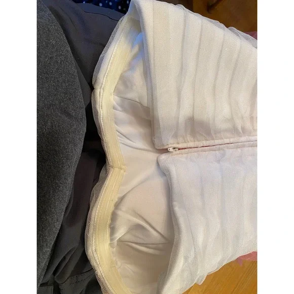 Teeze Me Strapless Party Dress Ruffle‎ Tulle Pink Ribbon White Size 9 - Picture 4 of 7